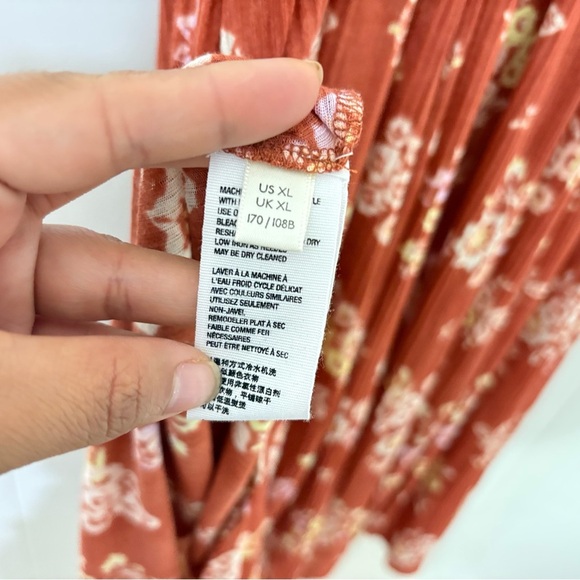 Free People “Kitty” Maxi Tube Top Tunic Dress  Orange /Brown  Boho Size XL - Picture 12 of 13